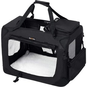 Kutya hordozó táska, Összecsukható szövet kisállathordozó, 102 x 69 x 69 cm, fekete | FEANDREA