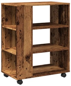 antik fa színű szerelt fa kerekes szekrény 60 x 35 x 75 cm