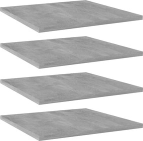 vidaXL 4 db betonszürke szerelt fa könyvespolc 40 x 40 x 1,5 cm