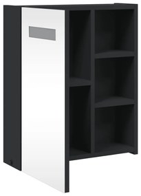 fekete tükrös fürdőszobaszekrény LED-del 45 x 13 x 52 cm