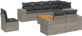vidaXL 9 részes szürke polyrattan kerti ülőgarnitúra párnákkal