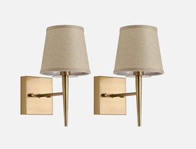 2 db-os fali lámpa szett Arany lámpaernyő szövet E14 Retro Loft Mid-Century