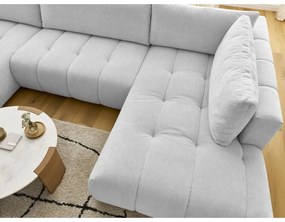 Világosszürke kinyitható-tárolóhelyes sarokkanapé (jobb oldali-U alakú) Fuji – Bobochic Paris