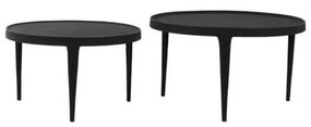 Fekete kerek dohányzóasztal szett 2 db-os ø 75 cm Tobias – Light & Living