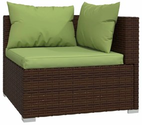 vidaXL 4 részes barna polyrattan kerti bútorszett párnákkal