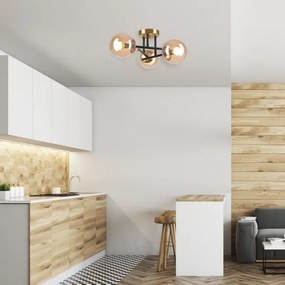 Felületre szerelhető csillár  MALENA 3xE14/5W/230V arany/fekete/füstös bézs