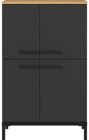 Sötétszürke magas fürdőszoba szekrény tölgyfa dekorral 60x97 cm Yonkers - Germania