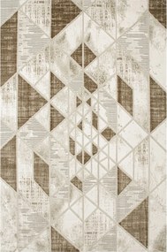 Modern Szőnyeg Háromszög Rombusz Bézs Krém Barna Nappali Garda 160x230 cm