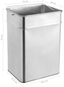 fekete acél szemeteskuka hamutartóval 45 liter
