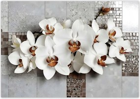 Fotótapéták 208x146 Fehér orchideák és mozaik