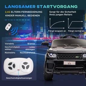 HOMCOM Elektromos gyerek terepjáró, biztonsági övvel, távirányítóval, fényszórókkal, zenei funkcióval, fekete