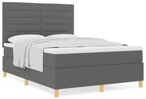 Box Spring Ágy Matrac Sötétszürke 140x200 cm Szövet