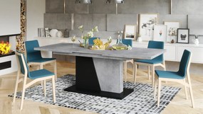 NOBLE NOIR Millenium beton /Fekete matt - KINYITHATÓ ASZTAL 218 cm-ig, 8, 10 fő részére.