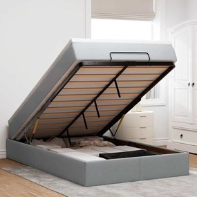 Ottomán ágykeret matraccal világosszürke 120x190 cm szövet