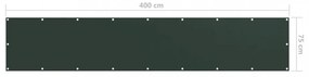 sötétzöld oxford-szövet erkélynapellenző 75 x 400 cm