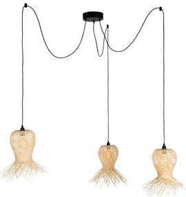 Keleti kültéri függőlámpa bambusz 3-lámpás IP44 - Carlos