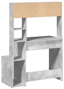vidaXL betonszürke szerelt fa íróasztal polcokkal 100x45x140 cm