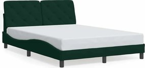 vidaXL sötétzöld bársony ágykeret matrac nélkül 140 x 190 cm