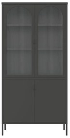 fekete üveg és acél magasszekrény 90 x 40 x 180 cm
