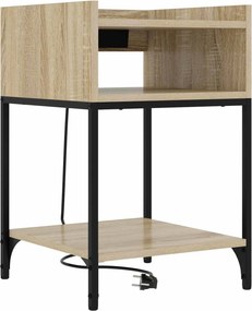 vidaXL Éjjeliszekrény polcokkal Sonoma tölgy 40 x 40 x 61 cm Faanyag