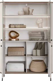 Vesper négyajtós vitrin 103 cm - kasmír / dió / fekete lábak