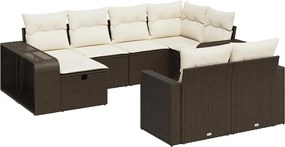 vidaXL 10 részes barna polyrattan kerti ülőgarnitúra párnákkal