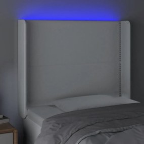 fehér műbőr LED-es fejtámla 93x16x118/128 cm