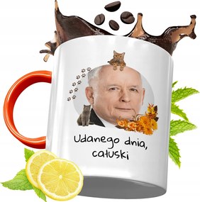 Narancssárga Bögre A Pis Elnökétől Jaroslaw Kaczynski fényképes nyomtatással