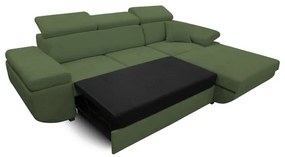 Kihúzható, jobbos L-alakú sarokülőgarnitúra tárolóval CASTELO, zöld
