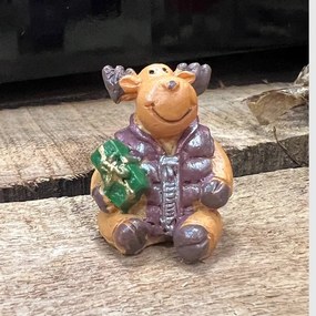 Pufi kabátos rénszarvas poly figura 3 cm 4 db