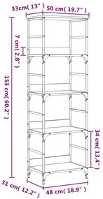fekete szerelt fa könyvespolc 50 x 33 x 153 cm