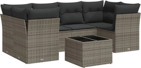 vidaXL 7 részes szürke polyrattan kerti ülőgarnitúra párnákkal