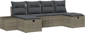 vidaXL Kerti Kanapé Szett párnával 6 pcs Szürke polirattan