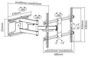 MK FLORIA MKF-20DP646 - Fali tartó TV-hez csuklóval 80" fekete
