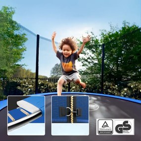 JUMP ugrálóhálóval ellátott trambulin, Ø244cm, fekete/kék Monzana