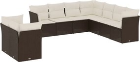 vidaXL 9 részes barna polyrattan kerti ülőgarnitúra párnákkal