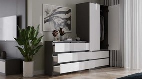 M6 120 fiókos szekrény, 120x75x30 cm, antracit-fehér