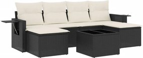 vidaXL 7 részes fekete polyrattan kerti ülőgarnitúra párnával