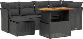 vidaXL 7 részes fekete polyrattan kerti ülőgarnitúra párnával