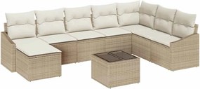 vidaXL Kanapé Szett párnával 9 pcs Bézs polirattan
