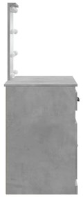betonszürke fésülködőasztal LED-lámpákkal 90x42x132,5 cm