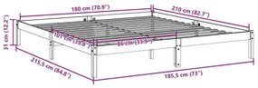 fehér tömör fenyő extra hosszú ágykeret matrac nélkül 180x210cm
