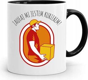 Fekete Bögre Futárnak Bízz Bennem Ajándék fényképes nyomattal