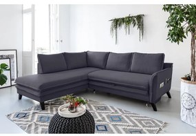 Charming Charlie L antracit kinyitható sarokkanapé, bal oldali - Miuform