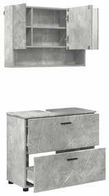 Fürdőszoba bútor szett 2 pcs Beton szürke 76.5 x 35 x 64 cm