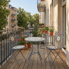 Kerti bútor szett 1+2, fém, kerámia mozaik, szürke, US1500 SET