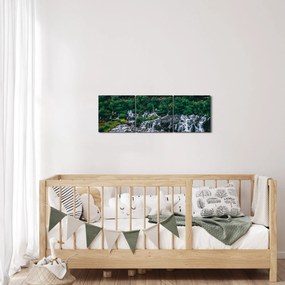 Vízesések képe a természetben (órával) (90x30 cm)