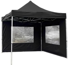 GARTHEN Kerti pavilon PROFI 3 x 3 m fekete + 2 oldalfal