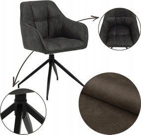 Nappali Étkezőszék Antracit kényelmes kárpitozott Forgatható