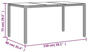 vidaXL 5 részes bézs polyrattan/üveg kerti étkezőgarnitúra párnákkal